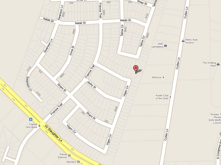 8941 Vigen Circle map, South Austin house for salle